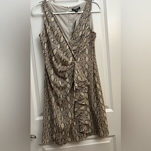 Lauren Ralph Lauren Snakeskin Ruffle Wrap Dress (Petite 8P)